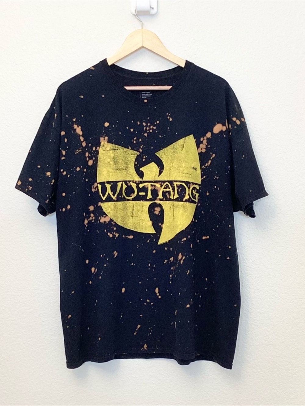 Wu-Tang Clan 2XL Black Bleach-Splatter Logo Tee Men’s / Unisex T Shirt